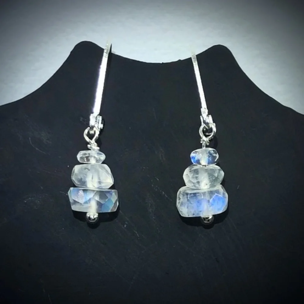 Genuine Moonstone & 925 Silver Earrings! - Picture 2 of 8
